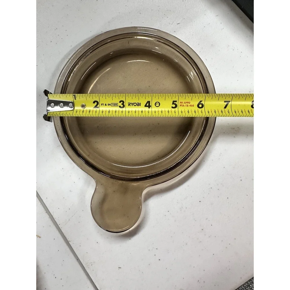 Pyrex Visions P-240-C Replacement Lid Amber Grab It Handle 6.5in Glass Vintage